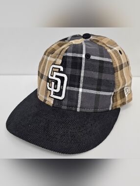 San Diego Padres Multi Panel Plaid Strapback New Era 9FIFTY High Crown New w/Tag